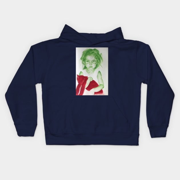 A Girl and her Cat Kids Hoodie by Amberrose Venus-Gordon